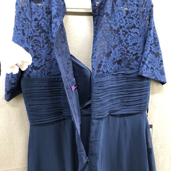 Ever Pretty Chiffon Lace Sleeve Blue Party Prom Evening Dress Size 18 Sweetheart - Picture 7 of 12